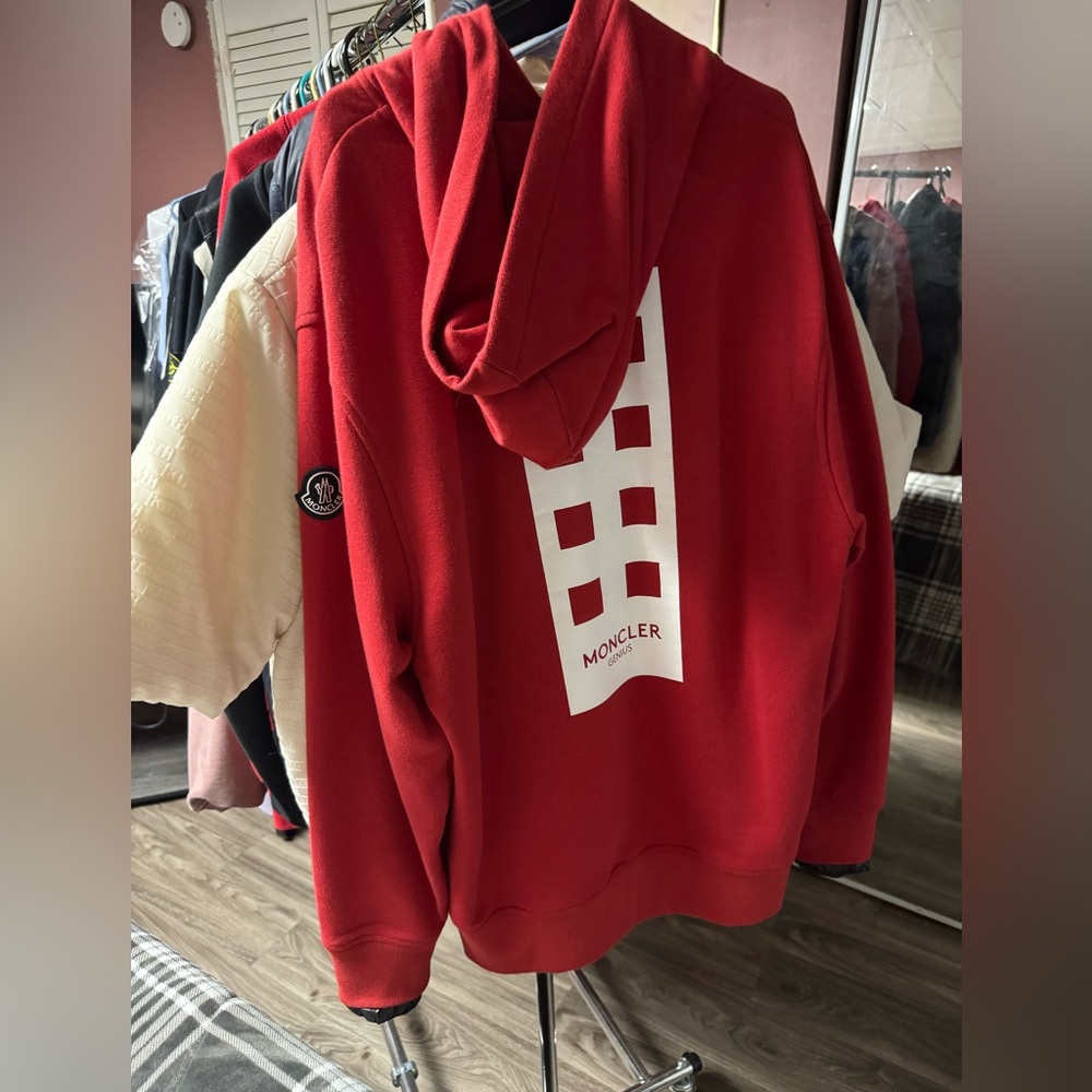 I’m so high moncler x palm angels collab red hoodie great condition